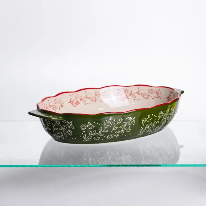 Форма для запікання Vintage 35×22×5 (см) овальна з ручками Зелена HM05-03 (HM05-03) - зображення 2