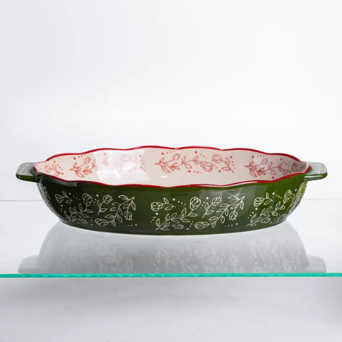 Форма для запікання Vintage 35×22×5 (см) овальна з ручками Зелена HM05-03 (HM05-03) - зображення 3