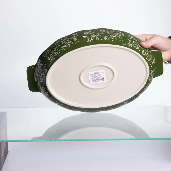 Форма для запікання Vintage 35×22×5 (см) овальна з ручками Зелена HM05-03 (HM05-03) - зображення 7