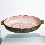 Форма для запікання Vintage 40×25×6.5 (см) овальна з ручками Зелена HM05-04 (HM05-04)