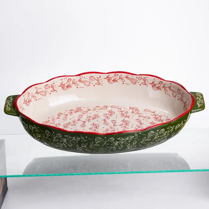 Форма для запікання Vintage 40×25×6.5 (см) овальна з ручками Зелена HM05-04 (HM05-04) - зображення 1