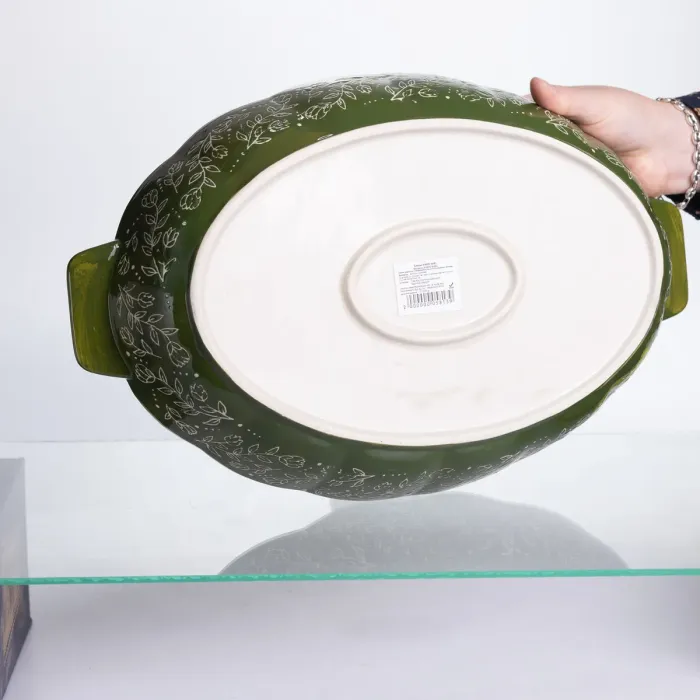 Форма для запікання Vintage 40×25×6.5 (см) овальна з ручками Зелена HM05-04 (HM05-04) - зображення 7