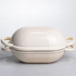 Форма-жаровня для хліба чавунна емальована 1,4 л, бежевий Yiwu HP-FLG-23WHITE (HP-FLG-23WHITE)