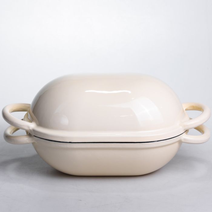 Форма-жаровня для хліба чавунна емальована 1,4 л, бежевий Yiwu HP-FLG-23WHITE (HP-FLG-23WHITE) - изображение 1