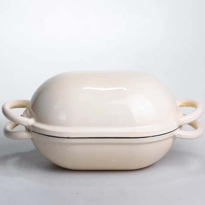 Форма-жаровня для хліба чавунна емальована 1,4 л, бежевий Yiwu HP-FLG-23WHITE (HP-FLG-23WHITE) - зображення 1