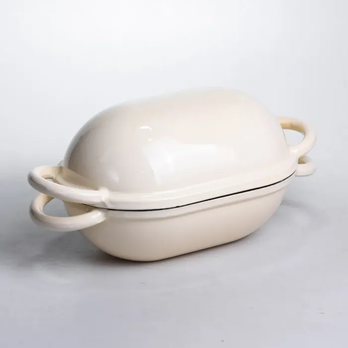 Форма-жаровня для хліба чавунна емальована 1,4 л, бежевий Yiwu HP-FLG-23WHITE (HP-FLG-23WHITE) - зображення 4
