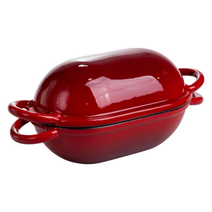 Форма-жаровня для хліба чавунна емальована 1,4 л, червоний Yiwu HP-FLG-23 RED (HP-FLG-23 RED) - изображение 5