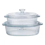 Форми для запікання набір 2 шт скляні з кришками овальні HP-34-27 (HP-34-27)