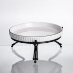 Фруктовниця порцелянова на металевій підставці Ø20 кругла ваза цукерка для фруктів Чорний LB-1570B (LB-1570B)