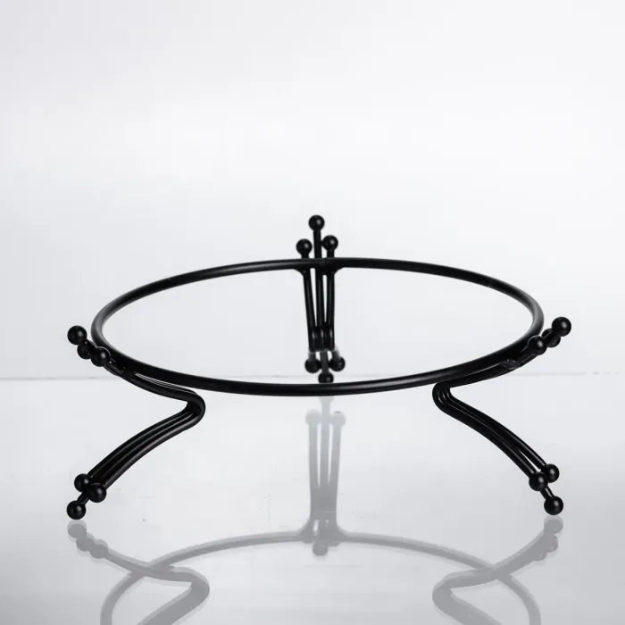 Фруктовниця порцелянова на металевій підставці Ø20 кругла ваза цукерка для фруктів Чорний LB-1570B (LB-1570B) - зображення 4