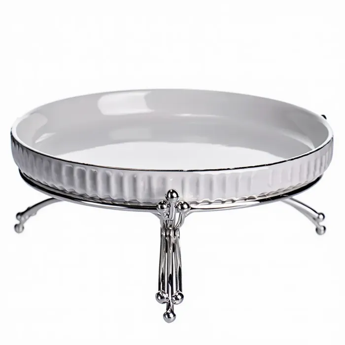 Фруктовниця порцелянова на металевій підставці Ø20 (см) кругла Золото LB-1570G (LB-1570G) - зображення 1