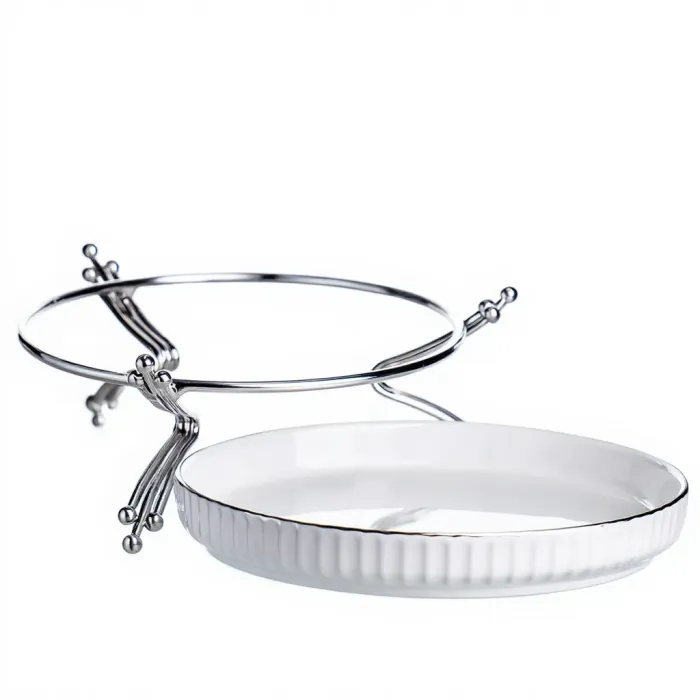 Фруктовниця порцелянова на металевій підставці Ø20 (см) кругла Золото LB-1570G (LB-1570G) - зображення 2