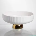 Фруктовниця порцелянова на золотій ніжці 30 см Yiwu LB-1585B (LB-1585B)