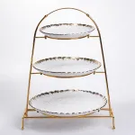 Фруктовниця на 3 яруси фуршетна стійка для закусок 29×25×20 (см) цукерка Білий із золотом YZH-009 (YZH-009)