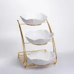 Фруктовниця на 3 яруси фуршетна 36×22×33 (см) Біла з золотом C252 (C252)