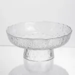 Фруктовниця на ніжці Ice Textured 15 см з крижаною текстурою скла Yiwu HP-34-88 (HP-34-88)