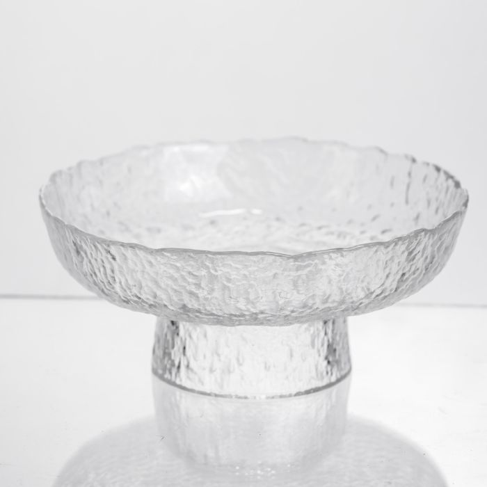 Фруктовниця на ніжці Ice Textured 15 см з крижаною текстурою скла Yiwu HP-34-88 (HP-34-88) - изображение 1