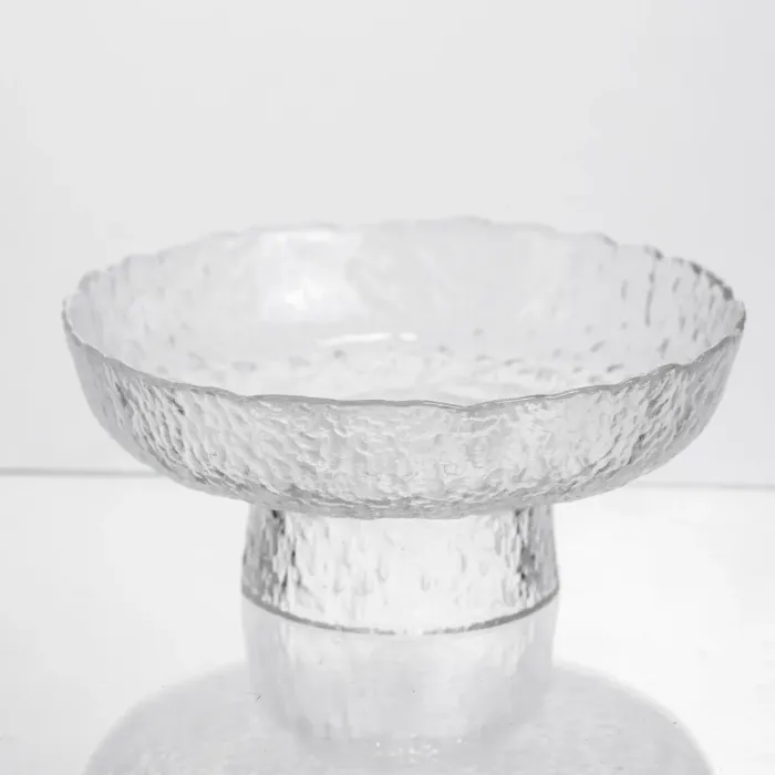 Фруктовниця на ніжці Ice Textured 15 см з крижаною текстурою скла Yiwu HP-34-88 (HP-34-88) - изображение 1