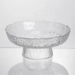 Фруктовниця на ніжці Ice Textured 20 см з крижаною текстурою скла Yiwu HP-34-89 (HP-34-89)
