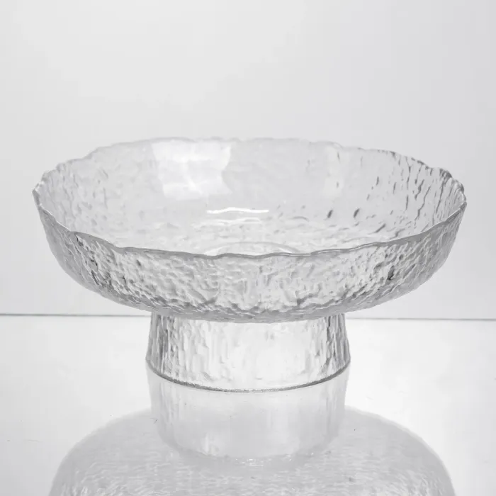 Фруктовниця на ніжці Ice Textured 20 см з крижаною текстурою скла Yiwu HP-34-89 (HP-34-89) - изображение 1