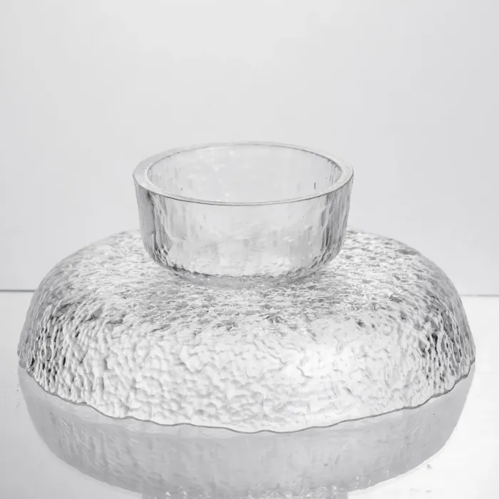 Фруктовниця на ніжці Ice Textured 20 см з крижаною текстурою скла Yiwu HP-34-89 (HP-34-89) - изображение 4