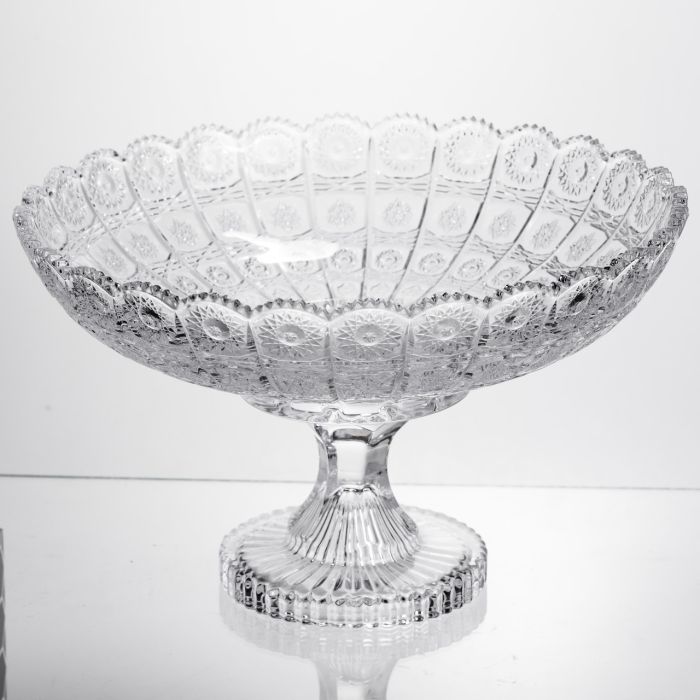Фруктовниця на ніжці скляна Queen Lace 32 см під кришталь Yiwu HP-34-47 (HP-34-47) - изображение 1