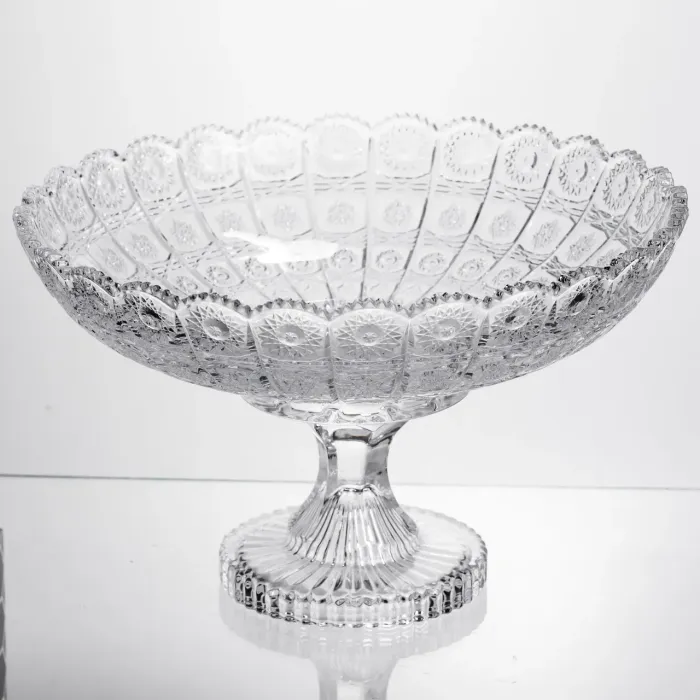Фруктовниця на ніжці скляна Queen Lace 32 см під кришталь Yiwu HP-34-47 (HP-34-47) - зображення 1