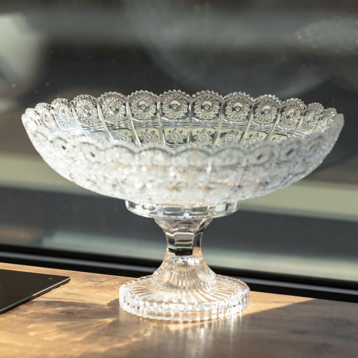 Фруктовниця на ніжці скляна Queen Lace 32 см під кришталь Yiwu HP-34-47 (HP-34-47) - изображение 2