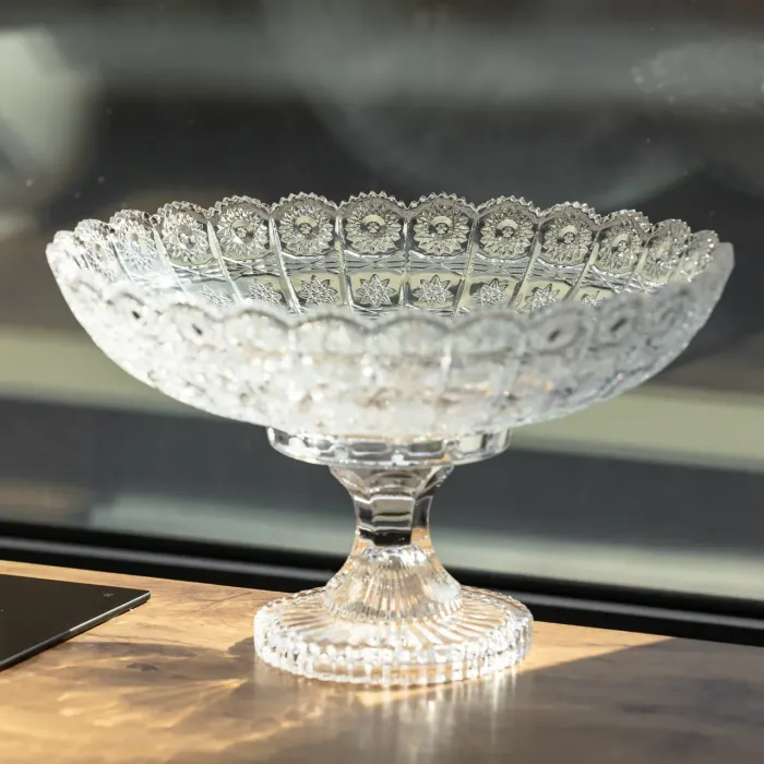 Фруктовниця на ніжці скляна Queen Lace 32 см під кришталь Yiwu HP-34-47 (HP-34-47) - зображення 2