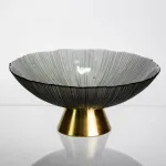 Фруктовниця скляна "Gold & Grey" 24 см на золотій ніжці Yiwu HP-34-118 (HP-34-118)