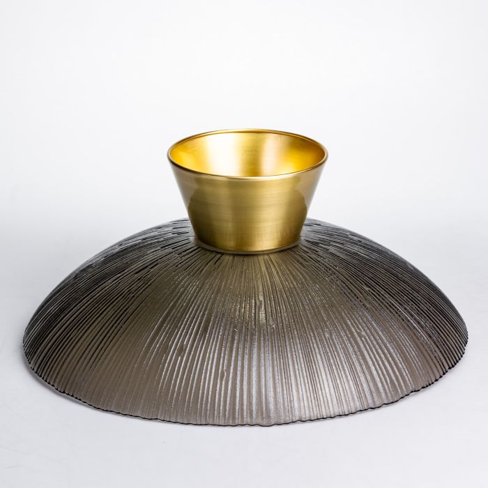 Фруктовниця скляна "Gold & Grey" 34 см на золотій ніжці Yiwu HP-34-119 (HP-34-119) - изображение 5