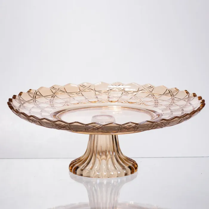 Фруктовниця скляна на ніжці Ø29 (см) кругла ваза цукерниця для фруктів Коричневий 64486-20 (64486-20) - зображення 1