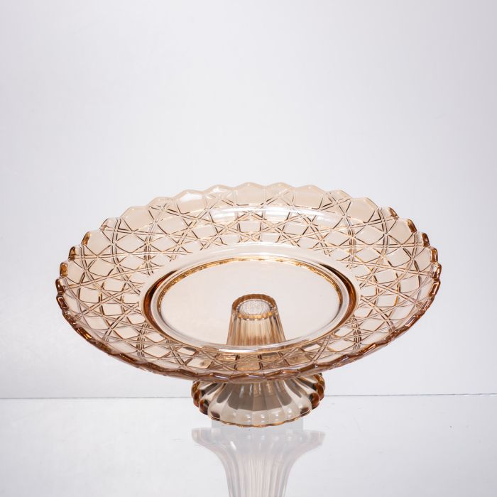 Фруктовниця скляна на ніжці Ø29 (см) кругла ваза цукерниця для фруктів Коричневий 64486-20 (64486-20) - изображение 2