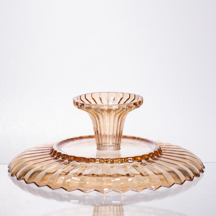 Фруктовниця скляна на ніжці Ø29 (см) кругла ваза цукерниця для фруктів Коричневий 64486-19 (64486-19) - изображение 2