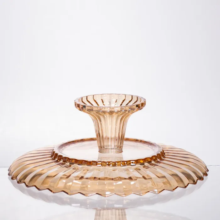 Фруктовниця скляна на ніжці Ø29 (см) кругла ваза цукерниця для фруктів Коричневий 64486-19 (64486-19) - зображення 2