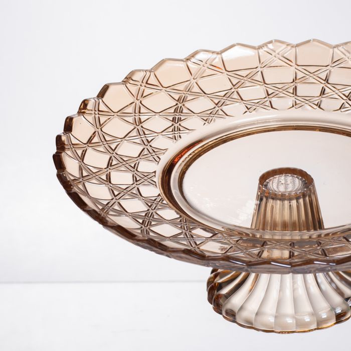 Фруктовниця скляна на ніжці Ø29 (см) кругла ваза цукерниця для фруктів Коричневий 64486-20 (64486-20) - изображение 3