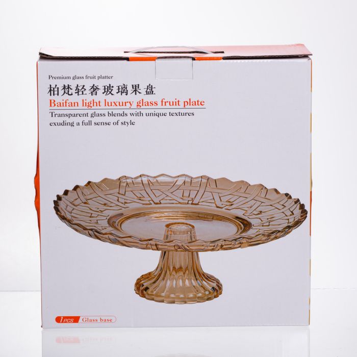 Фруктовниця скляна на ніжці Ø29 (см) кругла ваза цукерниця для фруктів Коричневий 64486-19 (64486-19) - изображение 3