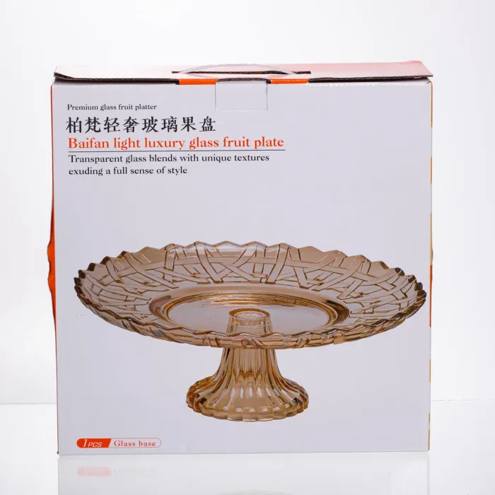 Фруктовниця скляна на ніжці Ø29 (см) кругла ваза цукерниця для фруктів Коричневий 64486-19 (64486-19) - зображення 3