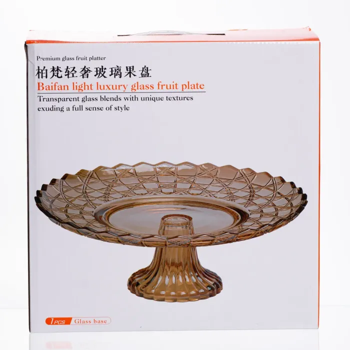 Фруктовниця скляна на ніжці Ø29 (см) кругла ваза цукерниця для фруктів Коричневий 64486-20 (64486-20) - зображення 4