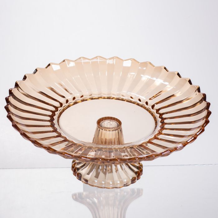 Фруктовниця скляна на ніжці Ø29 (см) кругла ваза цукерниця для фруктів Коричневий 64486-19 (64486-19) - изображение 4