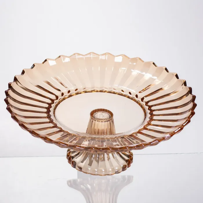 Фруктовниця скляна на ніжці Ø29 (см) кругла ваза цукерниця для фруктів Коричневий 64486-19 (64486-19) - зображення 4