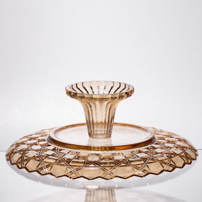 Фруктовниця скляна на ніжці Ø29 (см) кругла ваза цукерниця для фруктів Коричневий 64486-20 (64486-20) - изображение 5