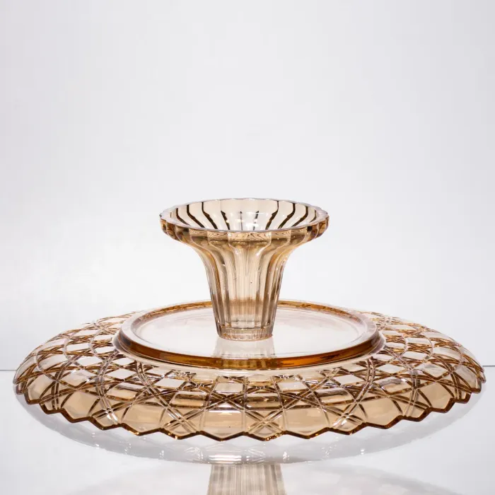 Фруктовниця скляна на ніжці Ø29 (см) кругла ваза цукерниця для фруктів Коричневий 64486-20 (64486-20) - зображення 5