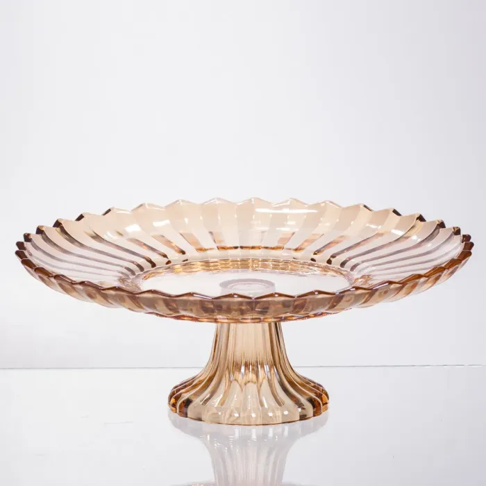 Фруктовниця скляна на ніжці Ø29 (см) кругла ваза цукерниця для фруктів Коричневий 64486-19 (64486-19) - зображення 1