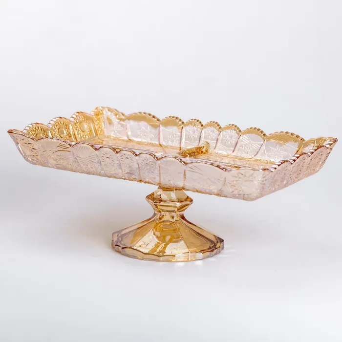 Фруктовая стеклянная на ножке 29х16.5х11 см прямоугольная ваза для фруктов (HP-YH-83) - изображение 1