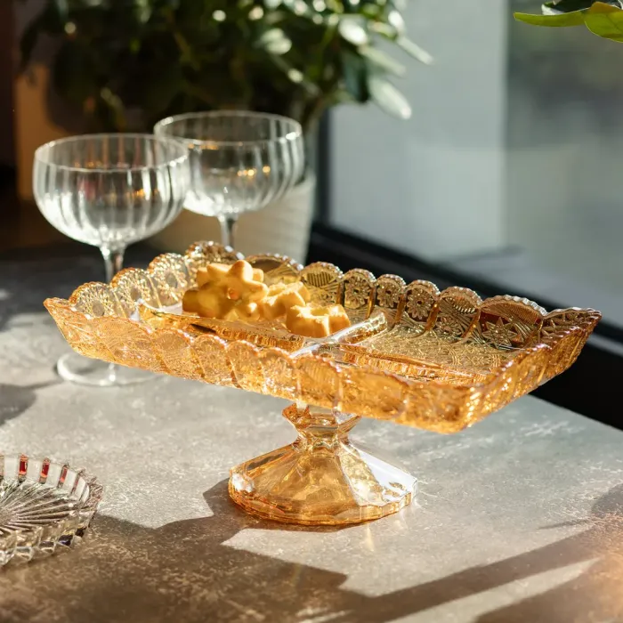 Фруктовая стеклянная на ножке 29х16.5х11 см прямоугольная ваза для фруктов (HP-YH-83) - изображение 5