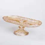 Фруктовая стеклянная на ножке 33.5х15х10.5 см овальная ваза для фруктов (HP-YH-84)