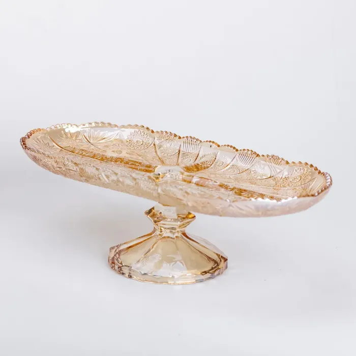 Фруктовая стеклянная на ножке 33.5х15х10.5 см овальная ваза для фруктов (HP-YH-84) - изображение 1