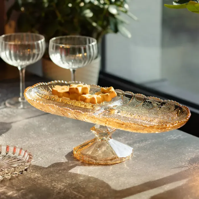 Фруктовая стеклянная на ножке 33.5х15х10.5 см овальная ваза для фруктов (HP-YH-84) - изображение 4