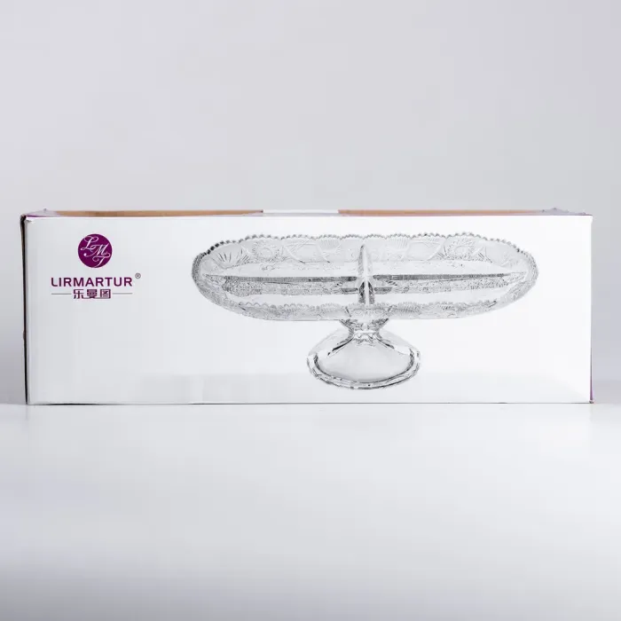 Фруктовая стеклянная на ножке 33.5х15х10.5 см овальная ваза для фруктов (HP-YH-84) - изображение 5
